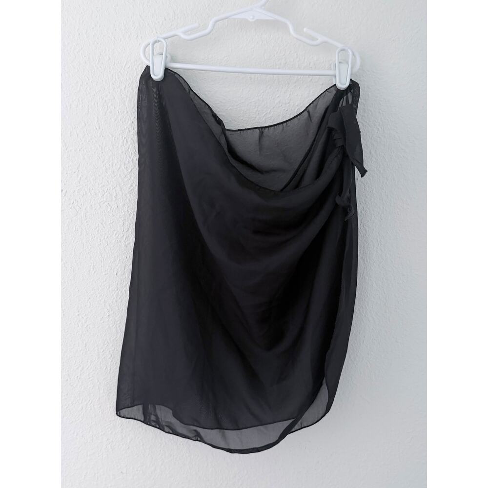 2-Pack Black & White Chiffon Beach Sarong Swimsuit Cover-Up Wraps One Size - Picture 2 of 3